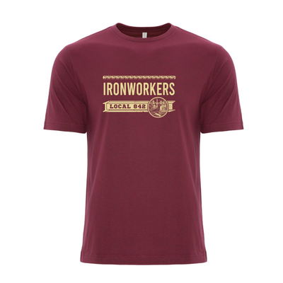 Ironworkers Local 842 T-Shirt Short sleeve (Maroon)